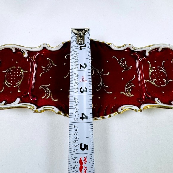Red & Gold Decorative Tray Vanity Dresser Trinket Dish Hollywood Regency RARE - Picture 4 of 6